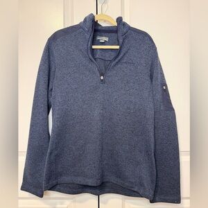 Eddie Bauer Blue Quarter Zip Pullover Fleece Jacket Men M Outdoor Hiking Casual